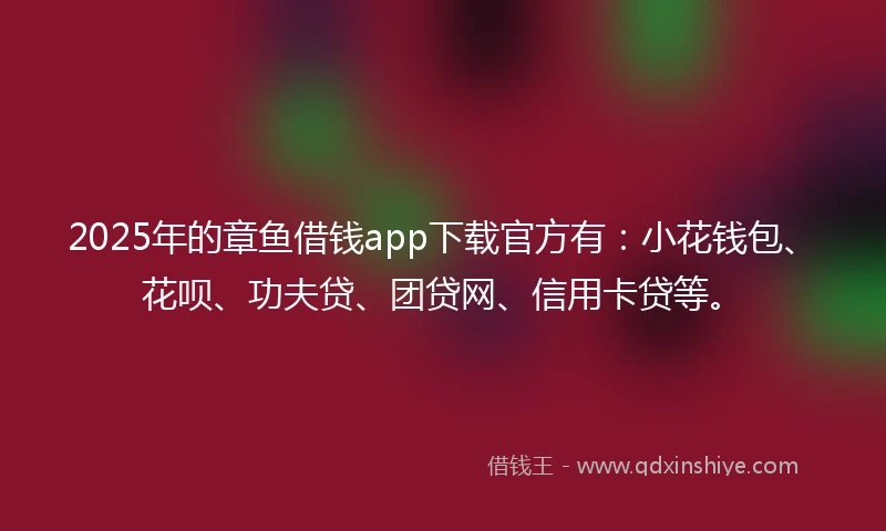 2025年的章鱼借钱app下载官方有：小花钱包、花呗、功夫贷、团贷网、信用卡贷等。