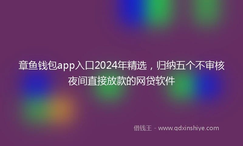 章鱼钱包app入口2024年精选，归纳五个不审核夜间直接放款的网贷软件