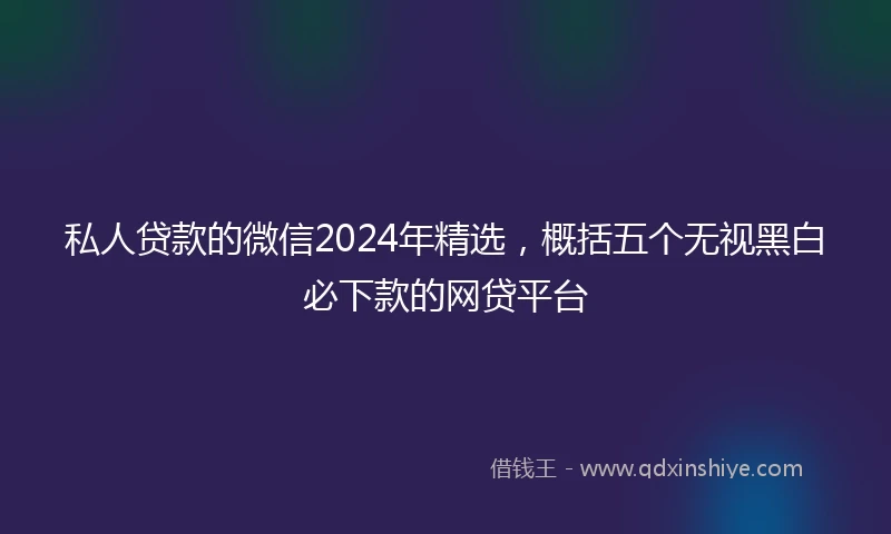 私人贷款的微信2024年精选，概括五个无视黑白必下款的网贷平台
