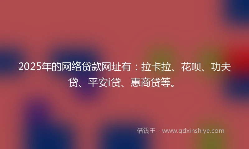 2025年的网络贷款网址有：拉卡拉、花呗、功夫贷、平安i贷、惠商贷等。