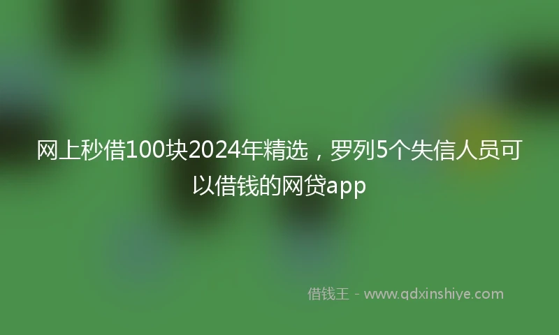 网上秒借100块2024年精选，罗列5个失信人员可以借钱的网贷app