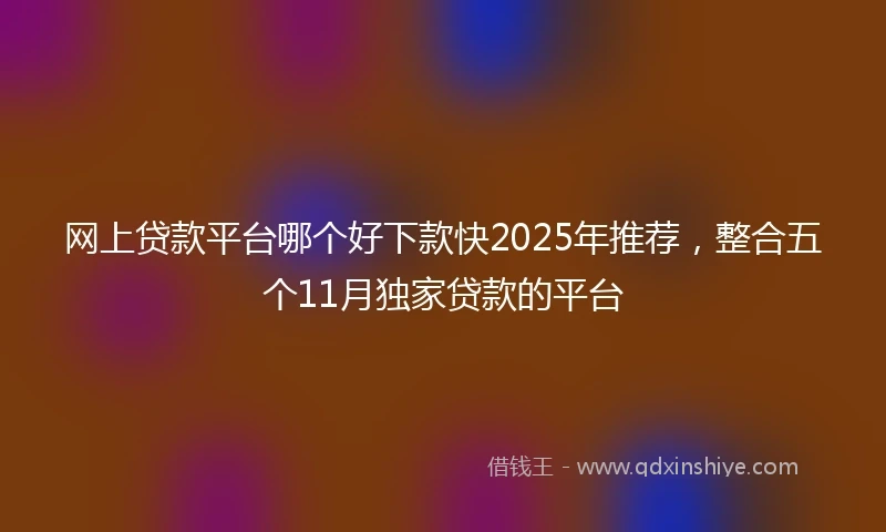 网上贷款平台哪个好下款快2025年推荐，整合五个11月独家贷款的平台
