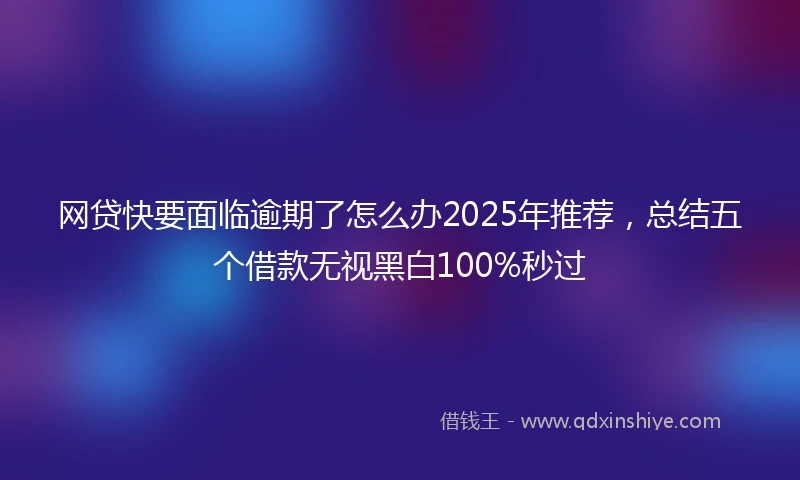 网贷快要面临逾期了怎么办2025年推荐，总结五个借款无视黑白100%秒过