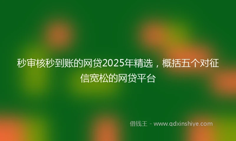 秒审核秒到账的网贷2025年精选，概括五个对征信宽松的网贷平台