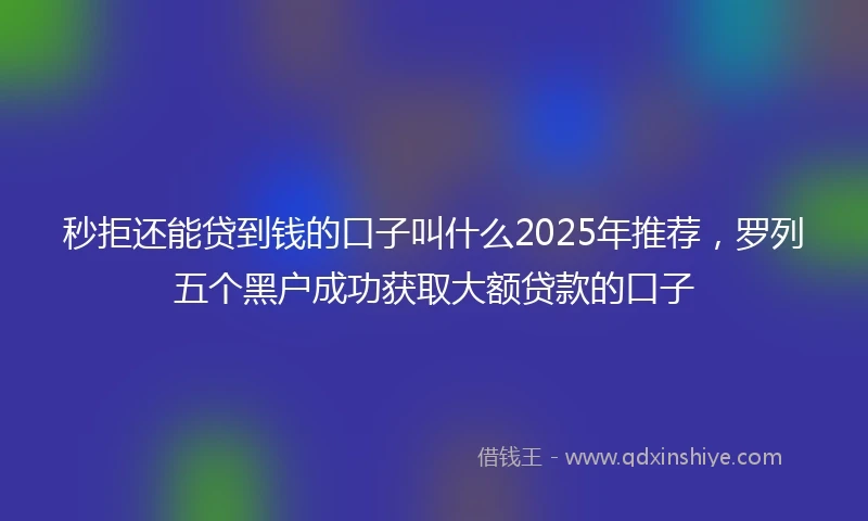 秒拒还能贷到钱的口子叫什么2025年推荐，罗列五个黑户成功获取大额贷款的口子
