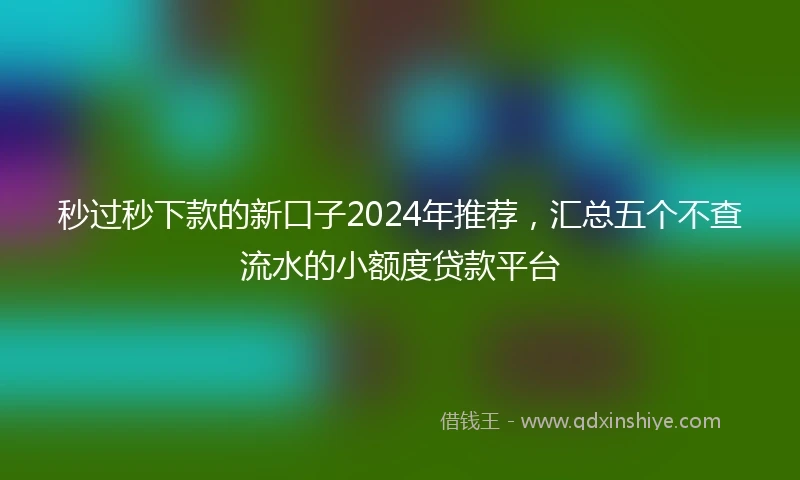 秒过秒下款的新口子2024年推荐，汇总五个不查流水的小额度贷款平台