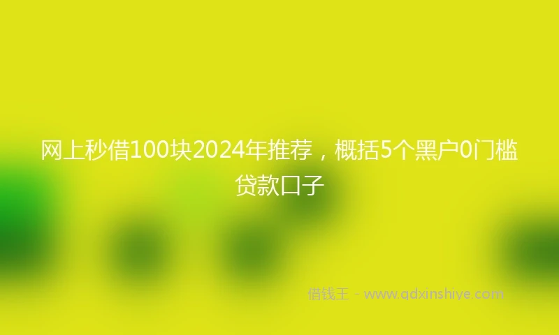 网上秒借100块2024年推荐,概括5个黑户0门槛贷款口子