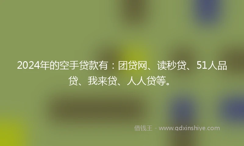 2024年的空手贷款有：团贷网、读秒贷、51人品贷、我来贷、人人贷等。