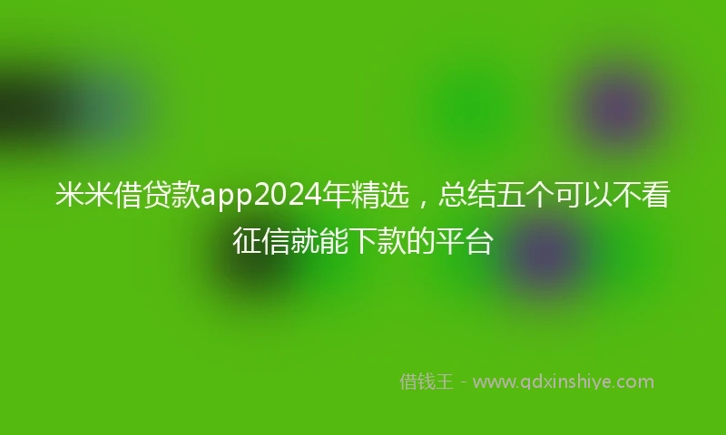 米米借贷款app2024年精选，总结五个可以不看征信就能下款的平台