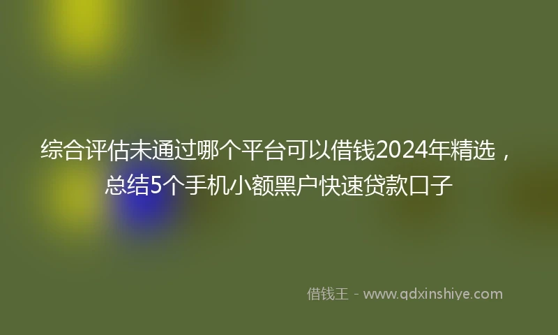 综合评估未通过哪个平台可以借钱2024年精选，总结5个手机小额黑户快速贷款口子