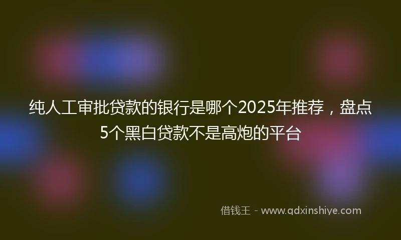 纯人工审批贷款的银行是哪个2025年推荐，盘点5个黑白贷款不是高炮的平台
