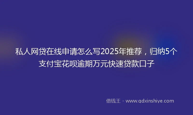 私人网贷在线申请怎么写2025年推荐，归纳5个支付宝花呗逾期万元快速贷款口子