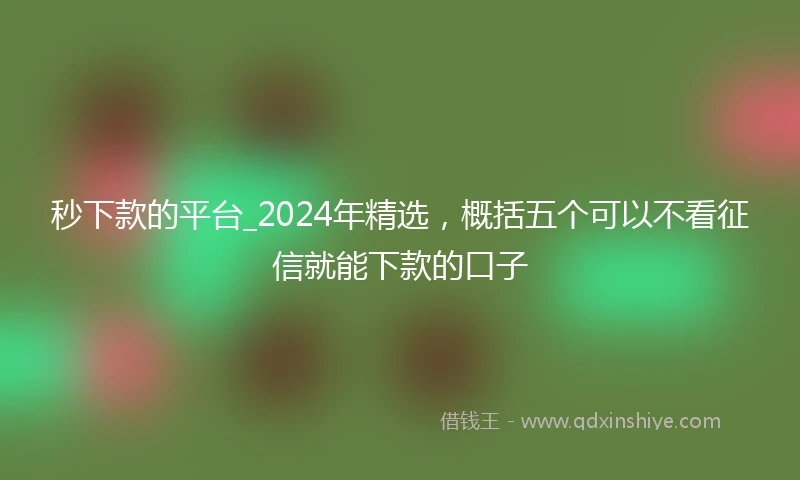 秒下款的平台_2024年精选，概括五个可以不看征信就能下款的口子