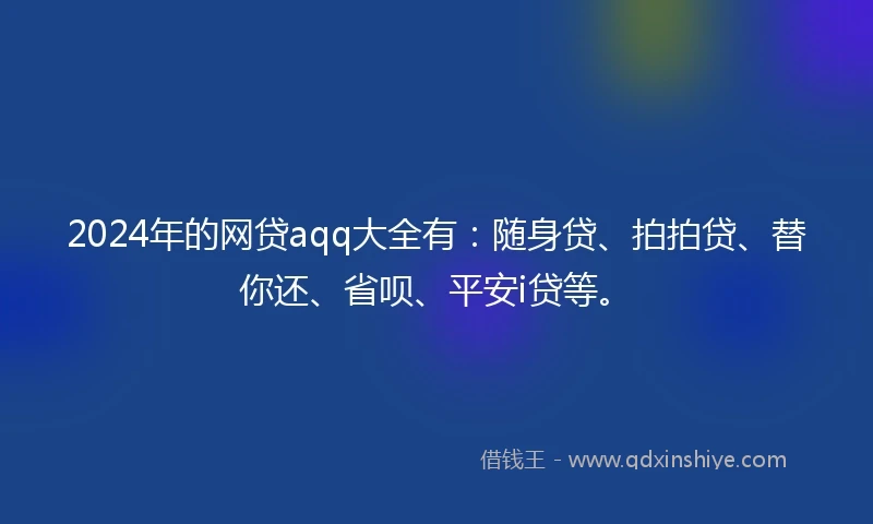 2024年的网贷aqq大全有：随身贷、拍拍贷、替你还、省呗、平安i贷等。
