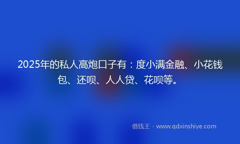 2025年的私人高炮口子有：度小满金融、小花钱包、还呗、人人贷、花呗等。