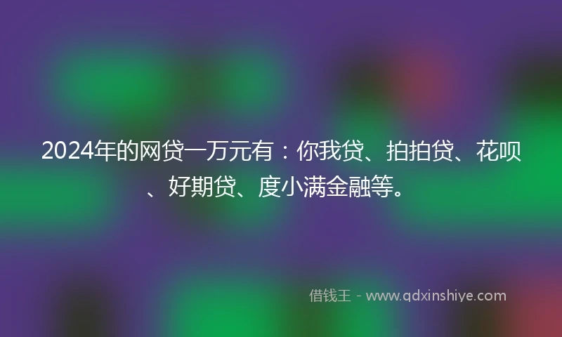 2024年的网贷一万元有：你我贷、拍拍贷、花呗、好期贷、度小满金融等。