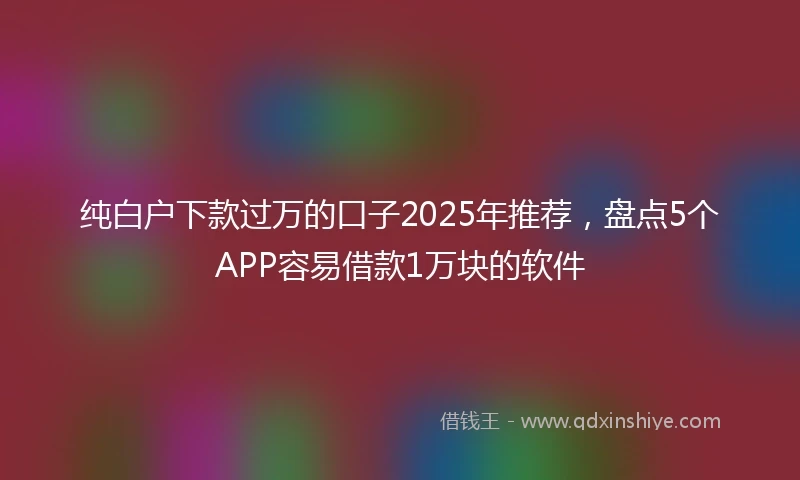 纯白户下款过万的口子2025年推荐,盘点5个APP容易借款1万块的软件