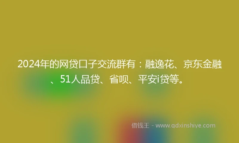 2024年的网贷口子交流群有：融逸花、京东金融、51人品贷、省呗、平安i贷等。