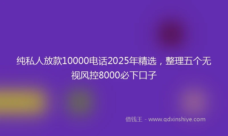 纯私人放款10000电话2025年精选，整理五个无视风控8000必下口子