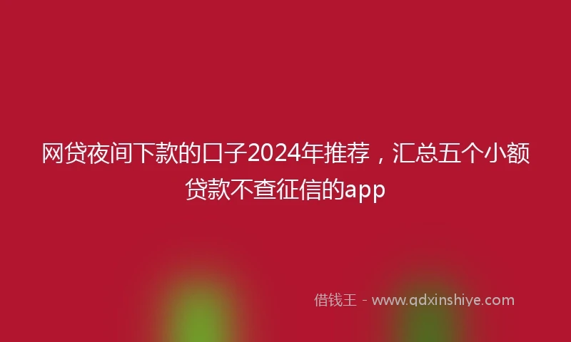网贷夜间下款的口子2024年推荐，汇总五个小额贷款不查征信的app