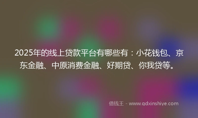 2025年的线上贷款平台有哪些有：小花钱包、京东金融、中原消费金融、好期贷、你我贷等。