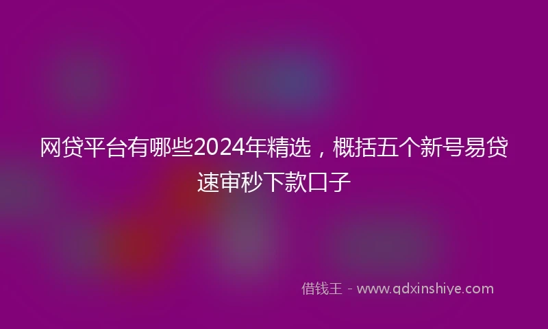 网贷平台有哪些2024年精选，概括五个新号易贷速审秒下款口子