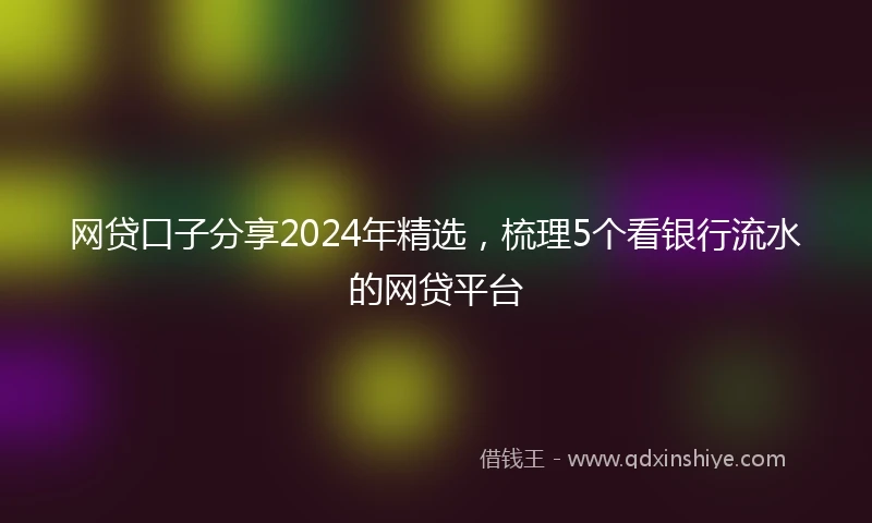 网贷口子分享2024年精选，梳理5个看银行流水的网贷平台