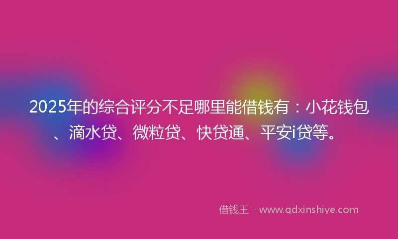 2025年的综合评分不足哪里能借钱有：小花钱包、滴水贷、微粒贷、快贷通、平安i贷等。