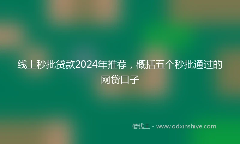线上秒批贷款2024年推荐，概括五个秒批通过的网贷口子
