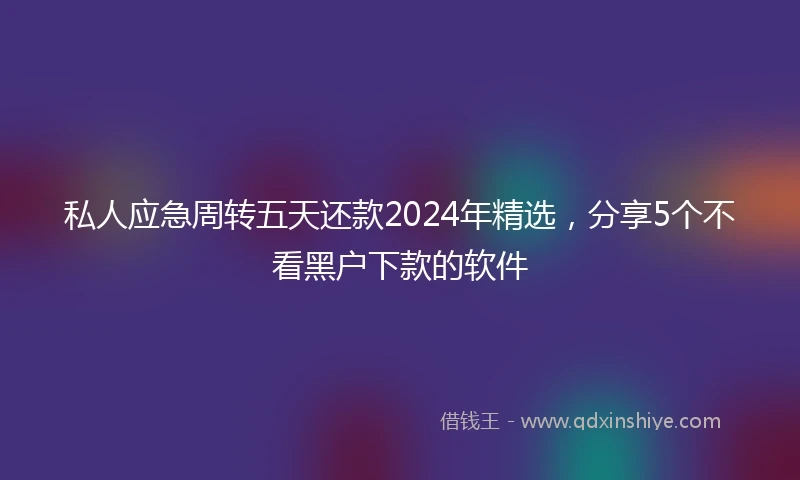 私人应急周转五天还款2024年精选，分享5个不看黑户下款的软件