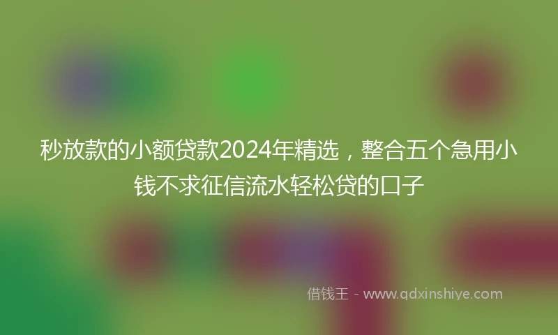 秒放款的小额贷款2024年精选，整合五个急用小钱不求征信流水轻松贷的口子