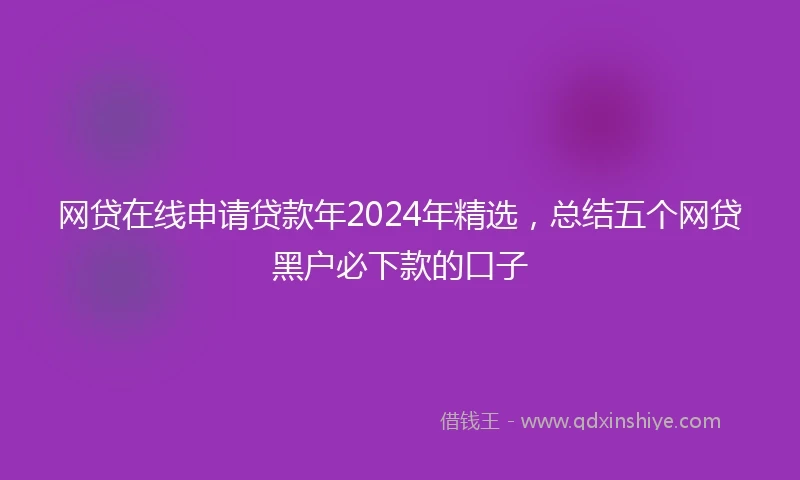 网贷在线申请贷款年2024年精选，总结五个网贷黑户必下款的口子