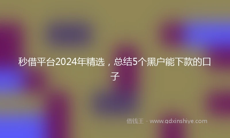 秒借平台2024年精选，总结5个黑户能下款的口子