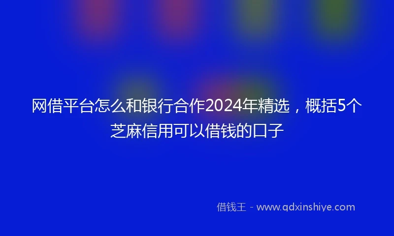 网借平台怎么和银行合作2024年精选，概括5个芝麻信用可以借钱的口子