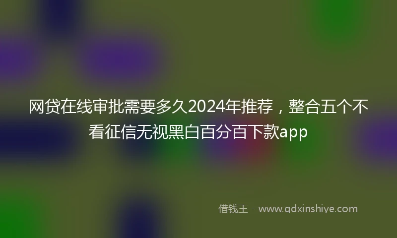 网贷在线审批需要多久2024年推荐，整合五个不看征信无视黑白百分百下款app