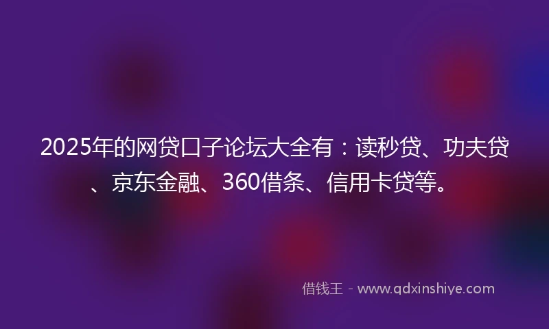 2025年的网贷口子论坛大全有：读秒贷、功夫贷、京东金融、360借条、信用卡贷等。