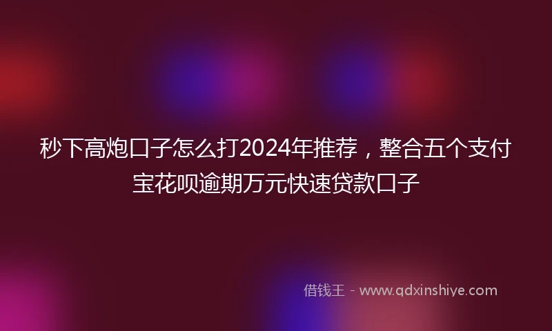 秒下高炮口子怎么打2024年推荐，整合五个支付宝花呗逾期万元快速贷款口子