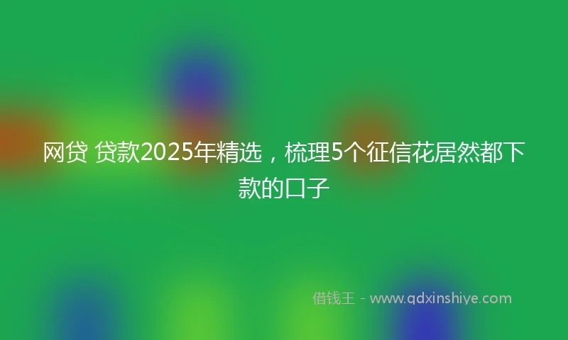 网贷 贷款2025年精选，梳理5个征信花居然都下款的口子