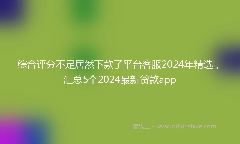 综合评分不足居然下款了平台客服2024年精选，汇总5个2024最新贷款app