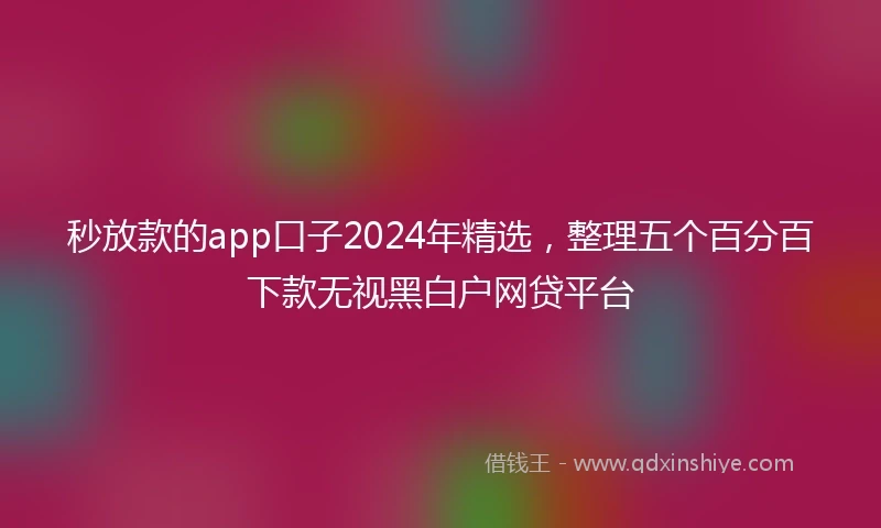 秒放款的app口子2024年精选，整理五个百分百下款无视黑白户网贷平台