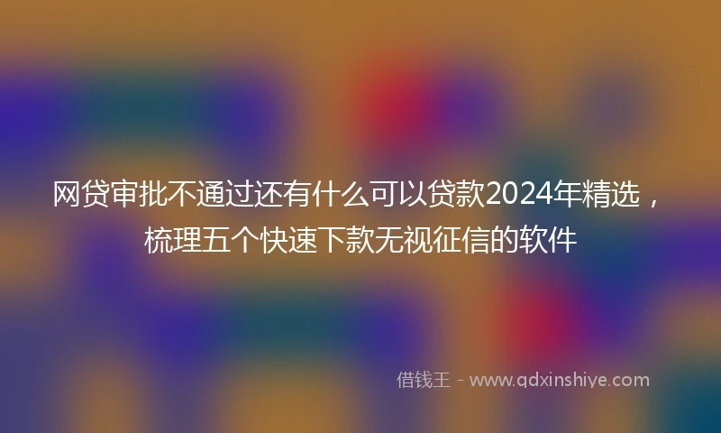 网贷审批不通过还有什么可以贷款2024年精选，梳理五个快速下款无视征信的软件