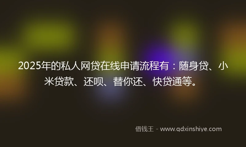2025年的私人网贷在线申请流程有：随身贷、小米贷款、还呗、替你还、快贷通等。