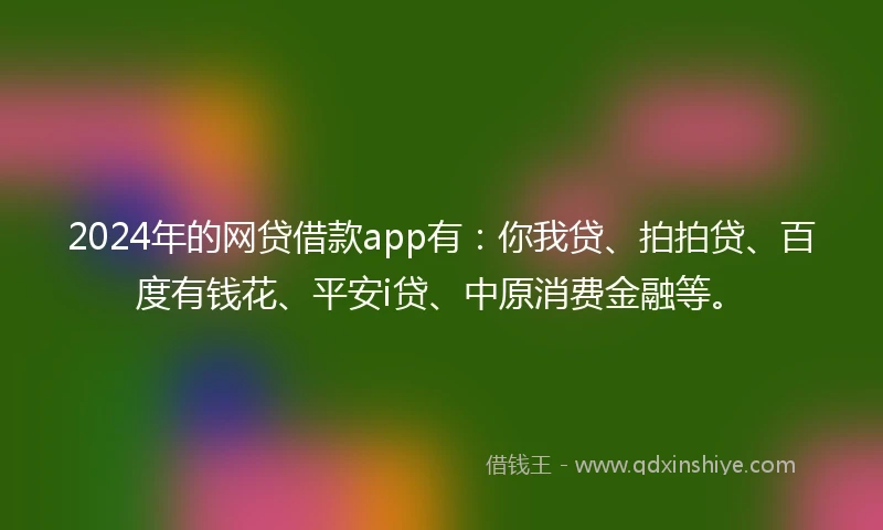 2024年的网贷借款app有：你我贷、拍拍贷、百度有钱花、平安i贷、中原消费金融等。