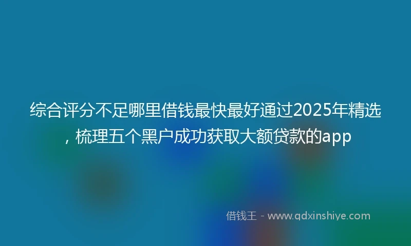 综合评分不足哪里借钱最快最好通过2025年精选，梳理五个黑户成功获取大额贷款的app