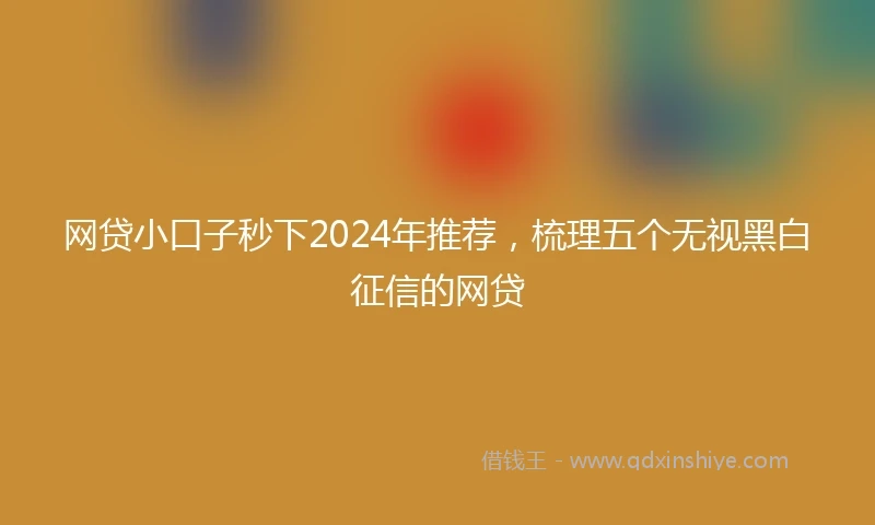 网贷小口子秒下2024年推荐，梳理五个无视黑白征信的网贷