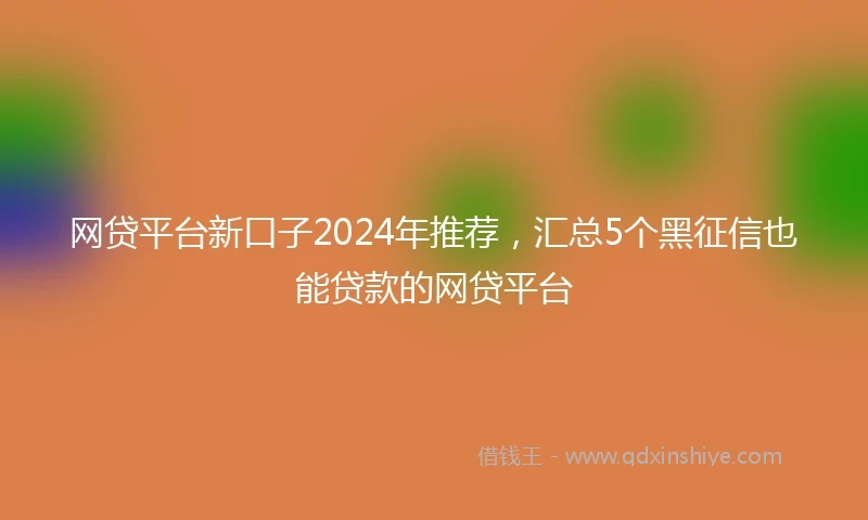 网贷平台新口子2024年推荐，汇总5个黑征信也能贷款的网贷平台