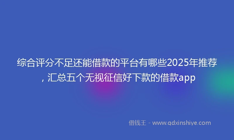 综合评分不足还能借款的平台有哪些2025年推荐，汇总五个无视征信好下款的借款app