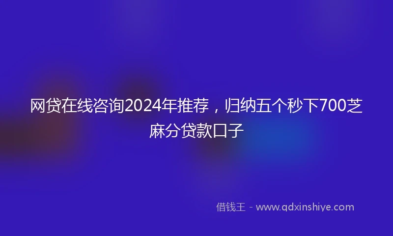 网贷在线咨询2024年推荐，归纳五个秒下700芝麻分贷款口子