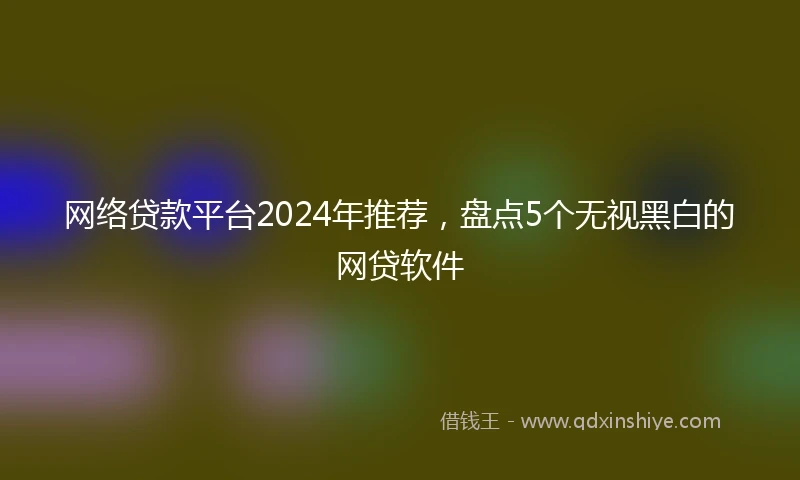 网络贷款平台2024年推荐，盘点5个无视黑白的网贷软件