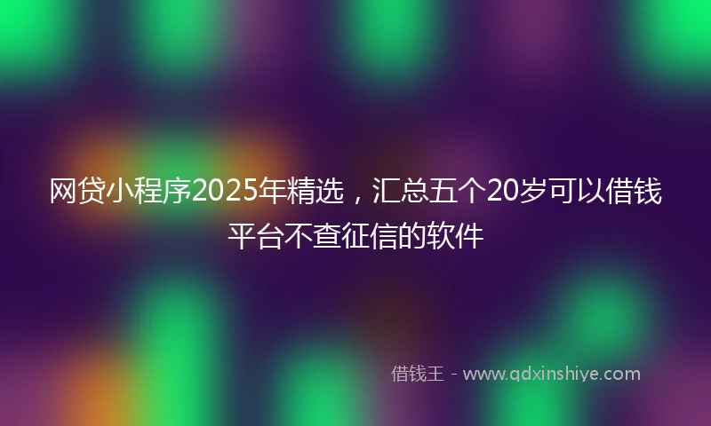 网贷小程序2025年精选，汇总五个20岁可以借钱平台不查征信的软件